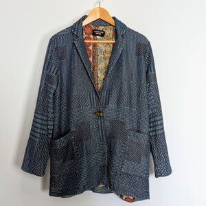 JOHNNY WAS WORKSHOP Sashiko Quilted Patchwork Blazer Blue XS